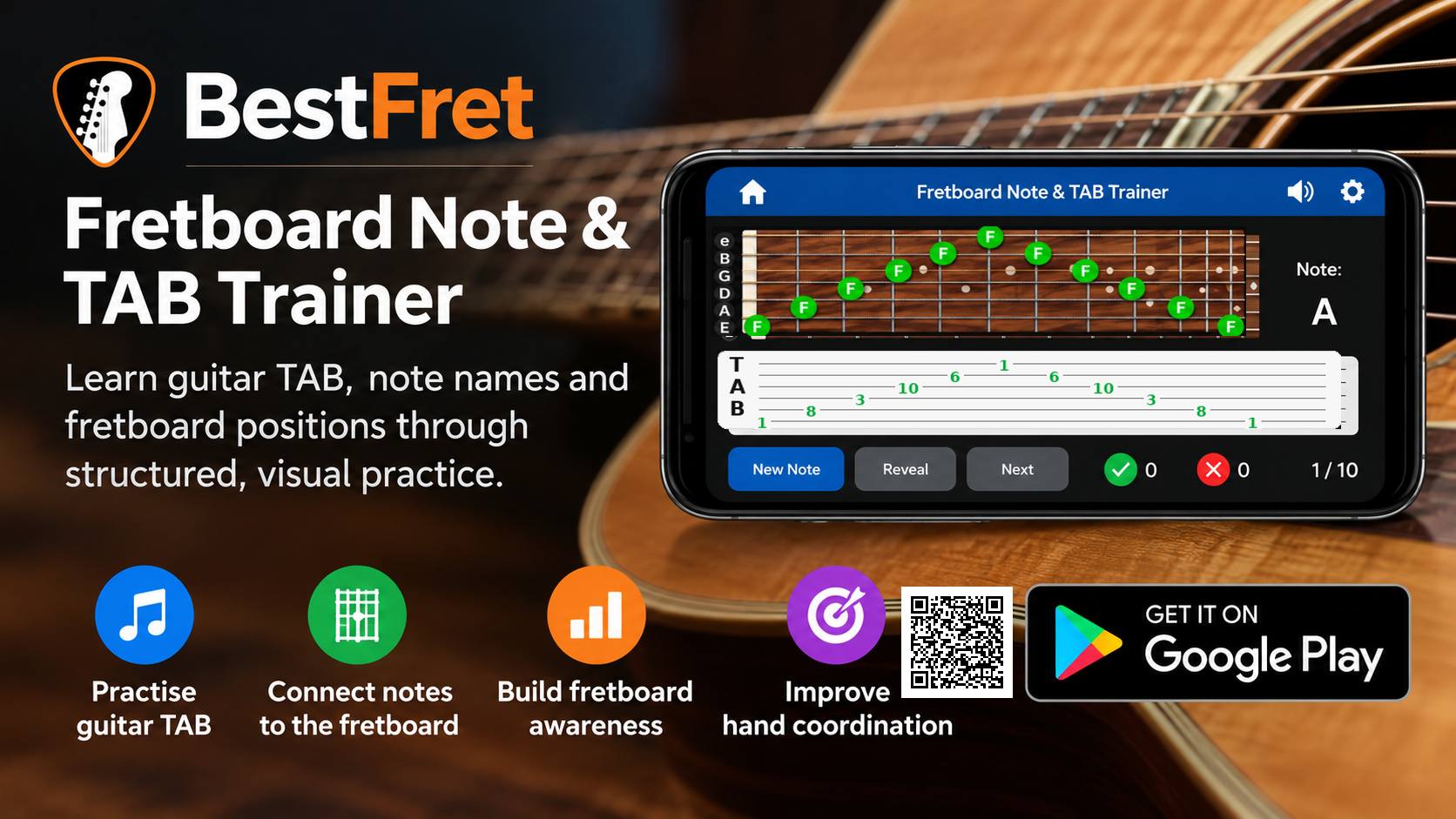 BestFret Fretboard Note and TAB Trainer